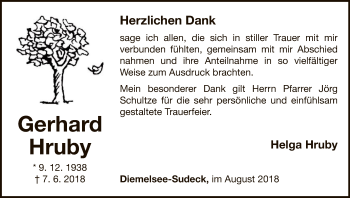 Traueranzeige von Gerhard Hruby von WLZ