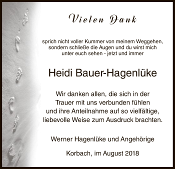 Traueranzeige von Heidi Bauer-Hagenlüke von WLZ