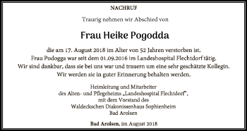 Traueranzeige von Heike Pogodda von WLZ