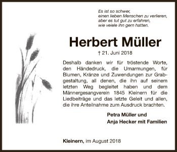 Traueranzeige von Herbert Müller von WLZ