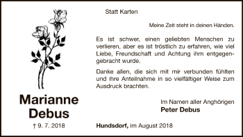 Traueranzeige von Marianne Debus von WLZ