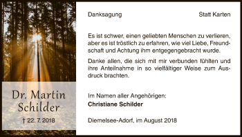 Traueranzeige von Martin Schilder von WLZ