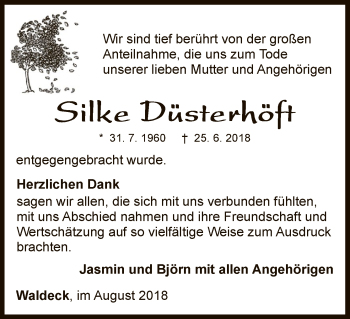 Traueranzeige von Silke Düsterhöft von WLZ