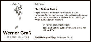 Traueranzeige von Werner Graß von WLZ