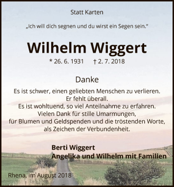Traueranzeige von Wilhelm Wiggert von WLZ