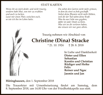 Traueranzeige von Christine Stracke von WLZ