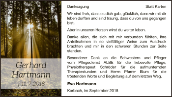 Traueranzeige von Gerhard Hartmann von WLZ