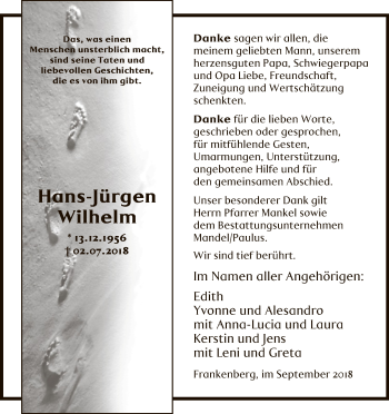 Traueranzeige von Hans-Jürgen Wilhelm von WLZ
