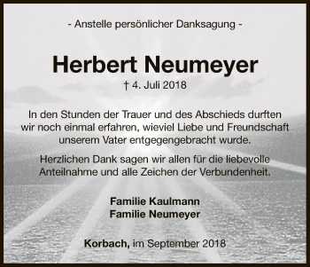 Traueranzeige von Herbert Neumeyer von WLZ