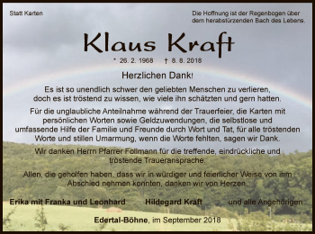 Traueranzeige von Klaus Kraft von WLZ