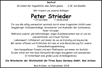 Traueranzeige von Peter Strieder von WLZ