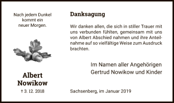 Traueranzeige von Albert Nowikow von WLZ