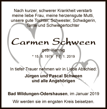 Traueranzeige von Carmen Schween von WLZ