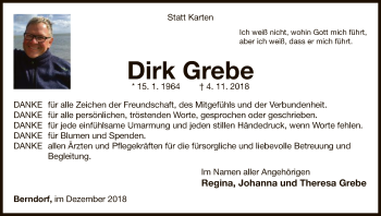 Traueranzeige von Dirk Grebe von WLZ