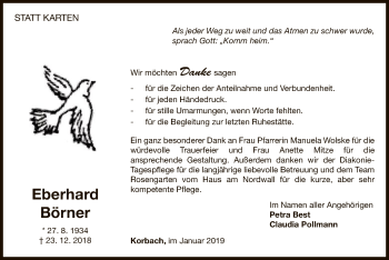 Traueranzeige von Eberhard Börner von WLZ