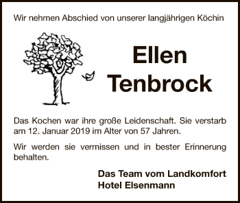 Traueranzeige von Ellen Tenbrock von WLZ