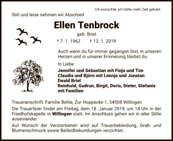 Traueranzeige von Ellen Tenbrock von WLZ