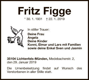 Traueranzeige von Fritz Figge von WLZ