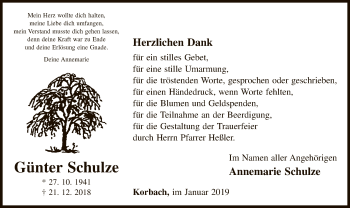 Traueranzeige von Günter Schulze von WLZ
