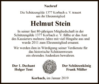Traueranzeige von Helmut Stein von WLZ