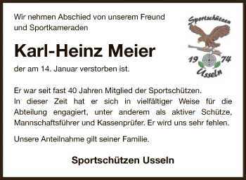 Traueranzeige von Karl-Heinz Meier von WLZ