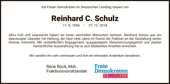 Traueranzeige von Reinahrd C. Schulz von WLZ