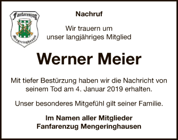 Traueranzeige von Werner Meier von WLZ