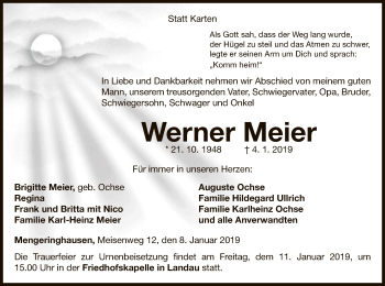 Traueranzeige von Werner Meier von WLZ