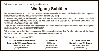 Traueranzeige von Wolfgang Schlüter von WLZ