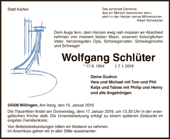 Traueranzeige von Wolfgang Schlüter von WLZ