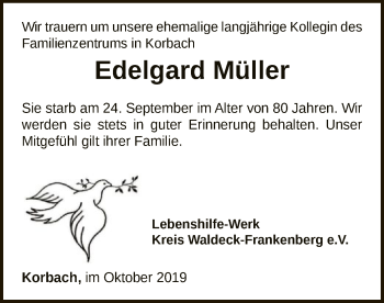 Traueranzeige von Edelgard Müller von Waldeckische Landeszeitung