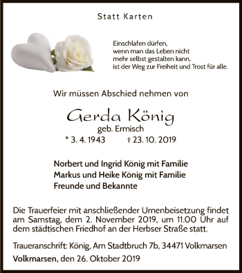 Traueranzeige von Gerda König von WLZ