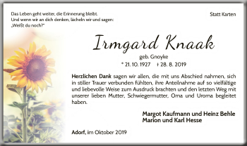 Traueranzeige von Irmgard Knaak von WLZ