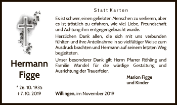 Traueranzeige von Hermann Figge von WLZ