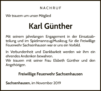 Traueranzeige von Karl Günther von WLZ