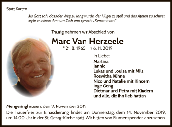 Traueranzeige von Marc Van Herzeele von WLZ