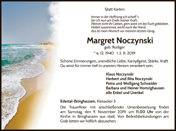Traueranzeige von Margret Noczynski von WLZ