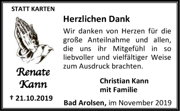 Traueranzeige von Renate Kann von WLZ