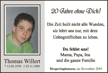 Traueranzeige von Thomas Willert von WLZ