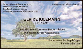 Traueranzeige von Ulrike Julemann von WLZ