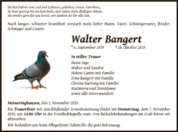 Traueranzeige von Walter Bangert von WLZ