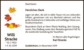 Traueranzeige von Willi Stracke von WLZ