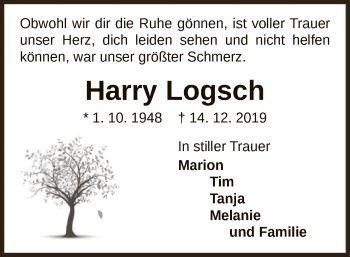 Traueranzeige von Harry Logsch von WLZ