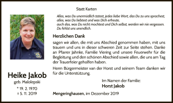Traueranzeige von Heike Jakob von WLZ