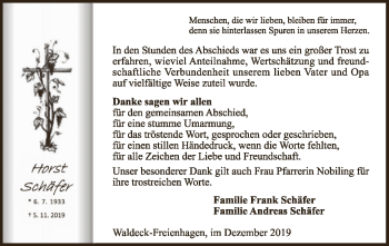 Traueranzeige von Horst Schäfer von WLZ