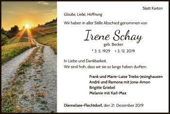 Traueranzeige von Irene Schay von WLZ