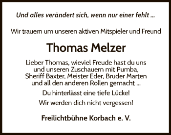 Traueranzeige von Thomas Melzer von WLZ