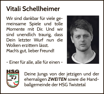 Traueranzeige von Vitali Schellheimer von WLZ