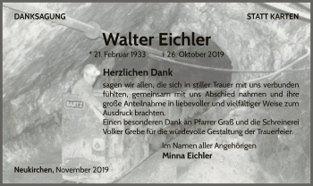 Traueranzeige von Walter Eichler von WLZ