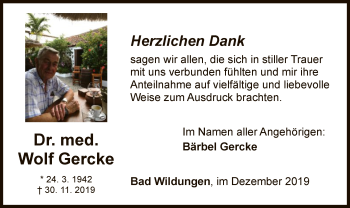 Traueranzeige von Wolf Gercke von WLZ